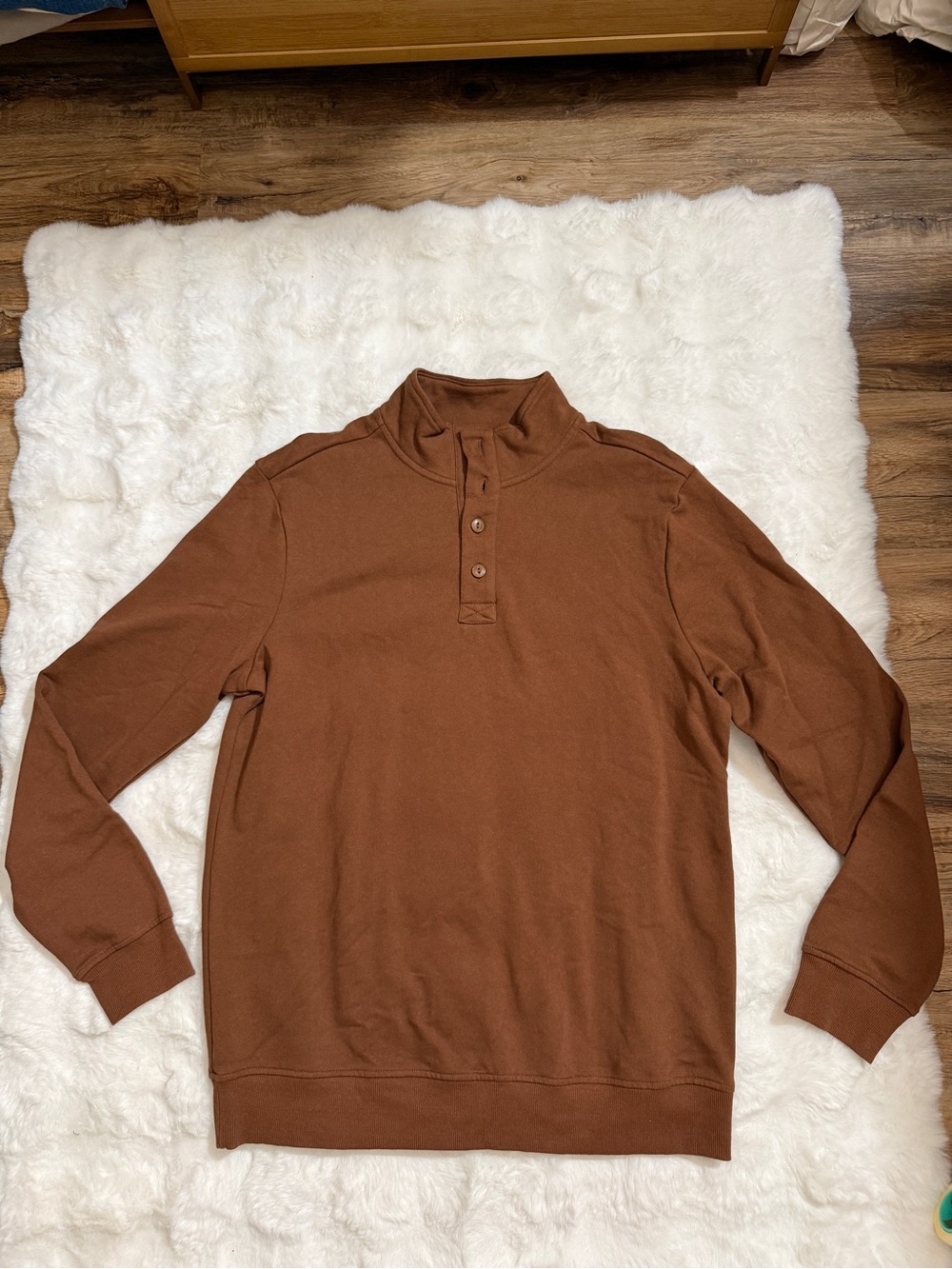Goodfellow & Co. Brown Mock Neck Quarter Button Pullover Size M